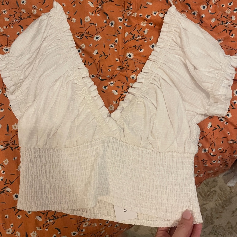 Dynamite White Ruffled Crop Top - Picture 3 of 3